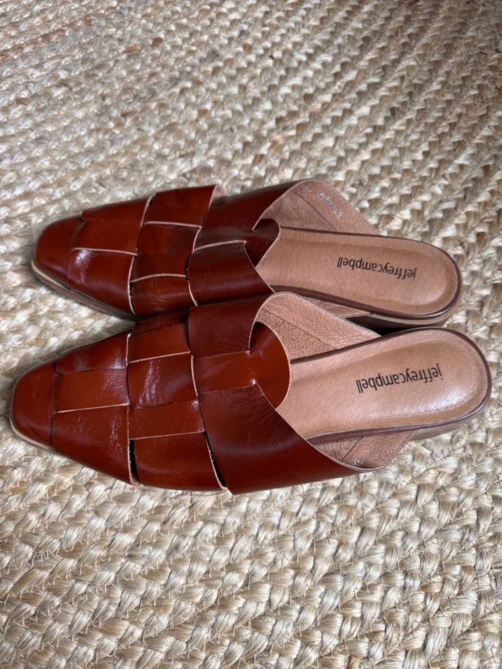 Jeffrey Campbell Brown Woven Leather Mules - Picture 2 of 6